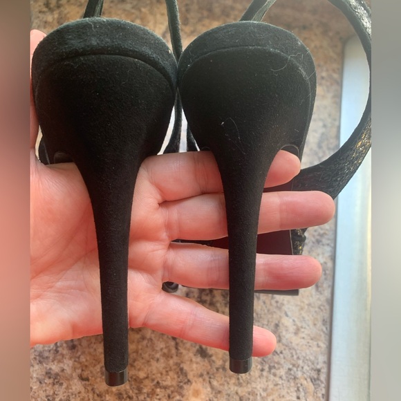 Diane Von Furstenberg glitter black heels - Picture 3 of 8